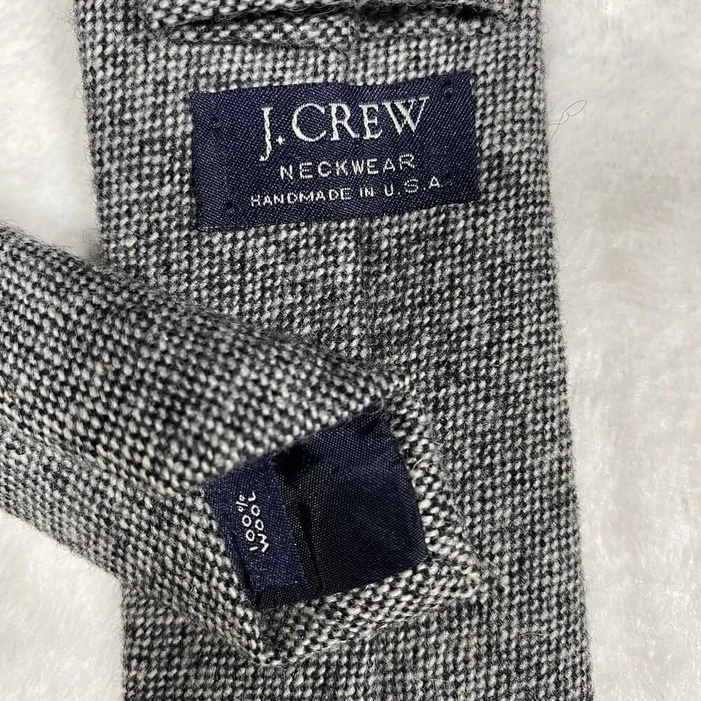 J. Crew Slim Wool Tie Birdseye Charcoal Gray Textured Professor Academia Preppy